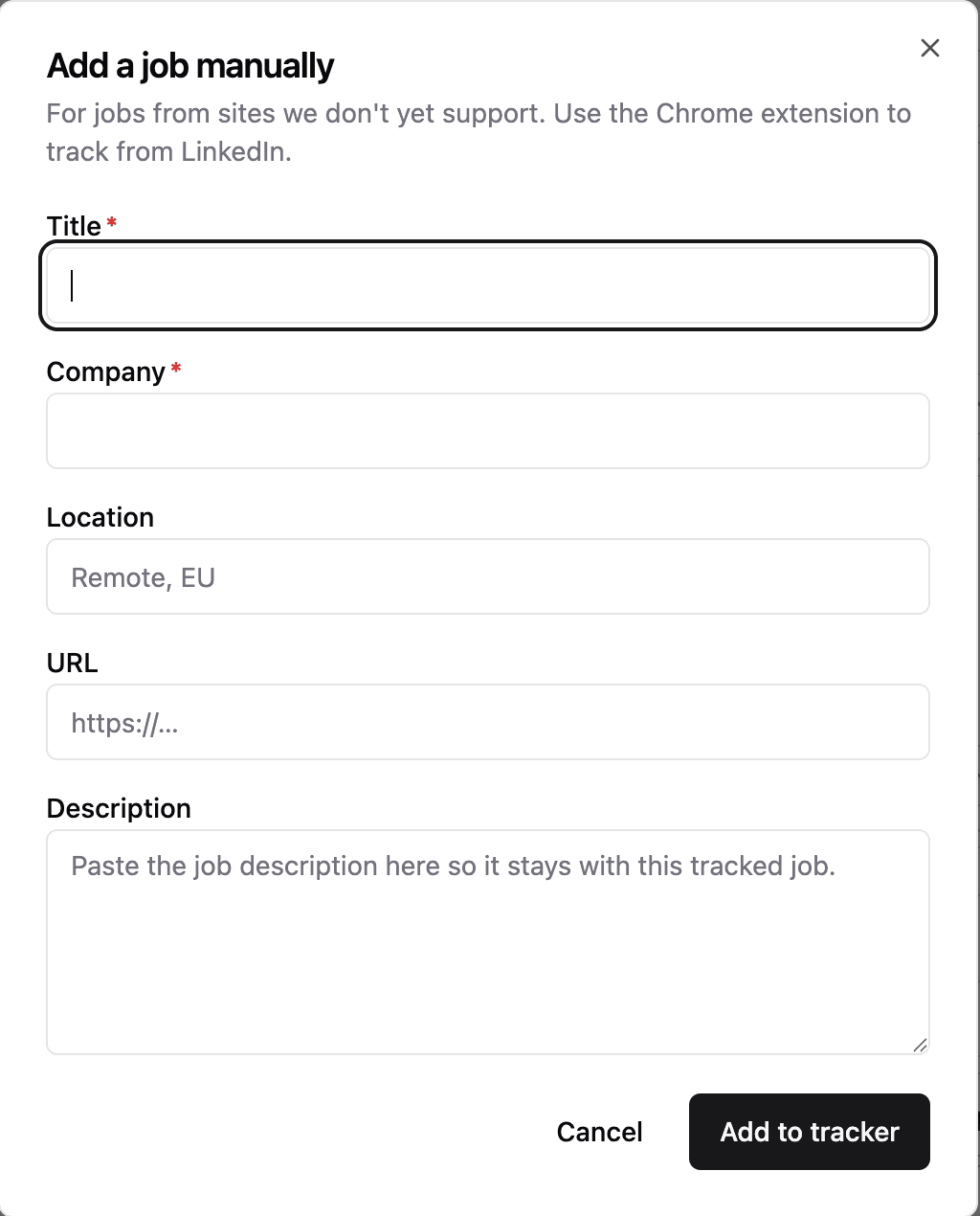 canvasjob manual add job form